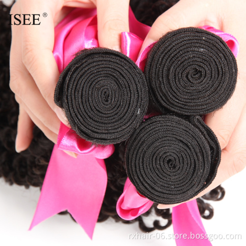 ISEE Brazilian Hair Vendors Wholesale 10A Top Virgin Jerry Curl Human Hair Weave Extensions Cut From Young Girls
